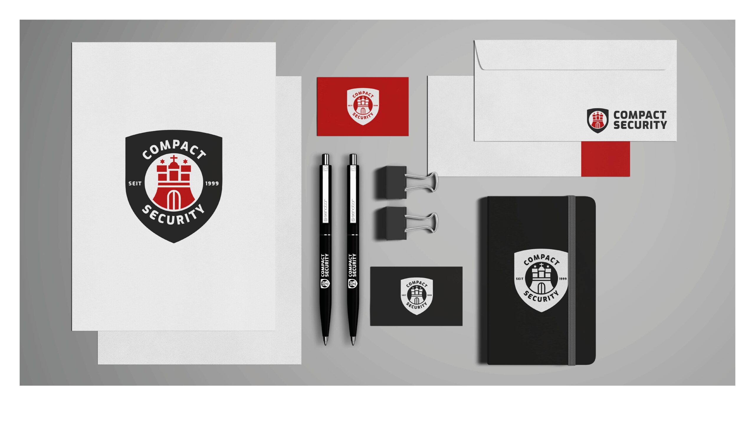 Compact Security - Logo Variante 3 - Corporate Design, Stationery, Mockup Compact Security - Logo Variante 3 - Corporate Design, Stationery, Mockup
