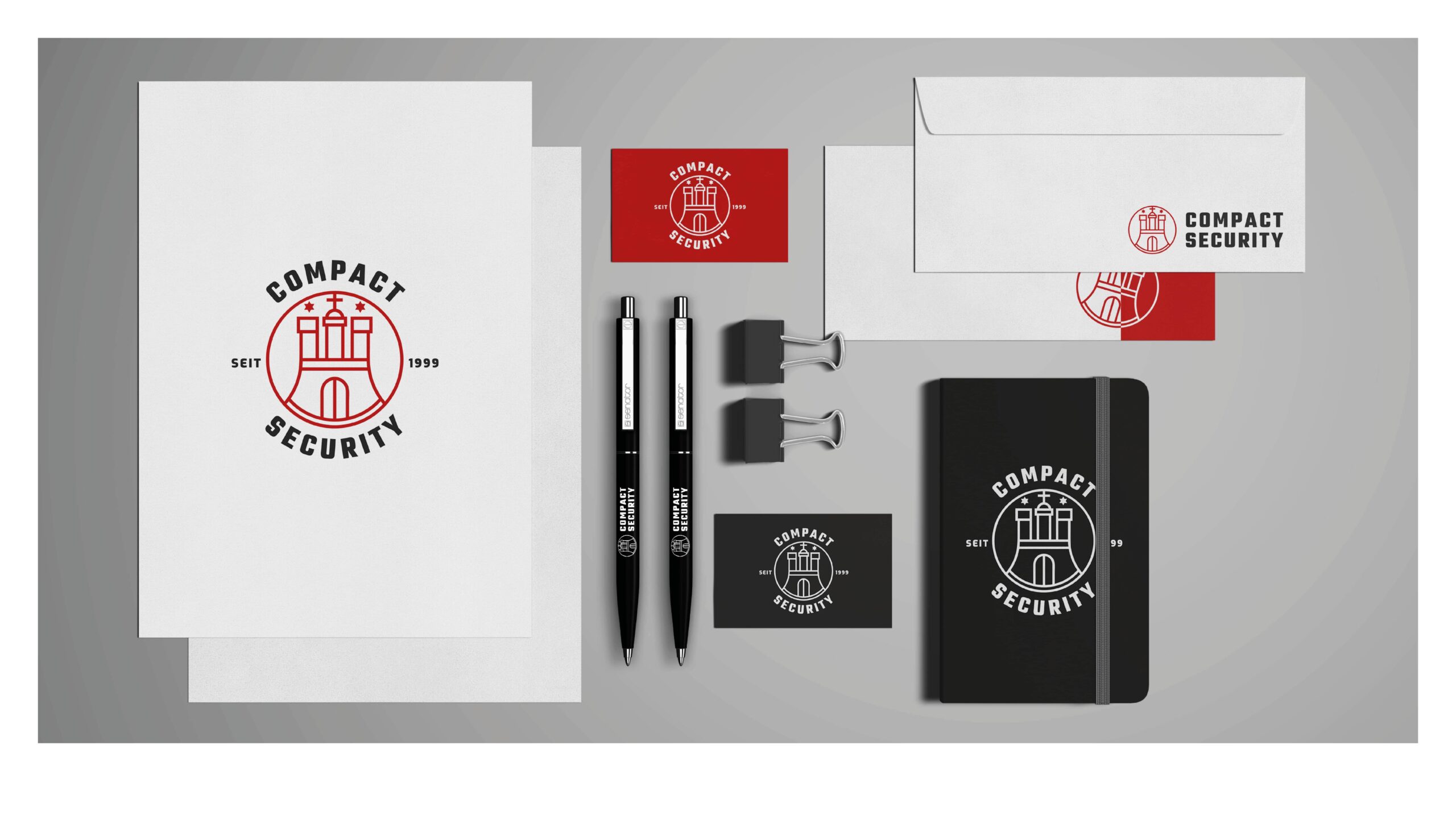 Compact Security - Logo Variante 1 - Corporate Design, Stationery, Mockup Compact Security - Logo Variante 1 - Corporate Design, Stationery, Mockup
