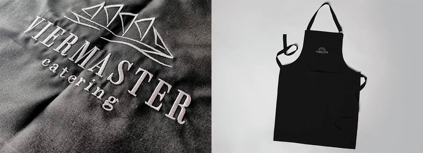 Viermaster Catering - Logo Stick, broidery, Latzschürze Schürze Viermaster Catering - Logo Stick, broidery, Latzschürze Schürze